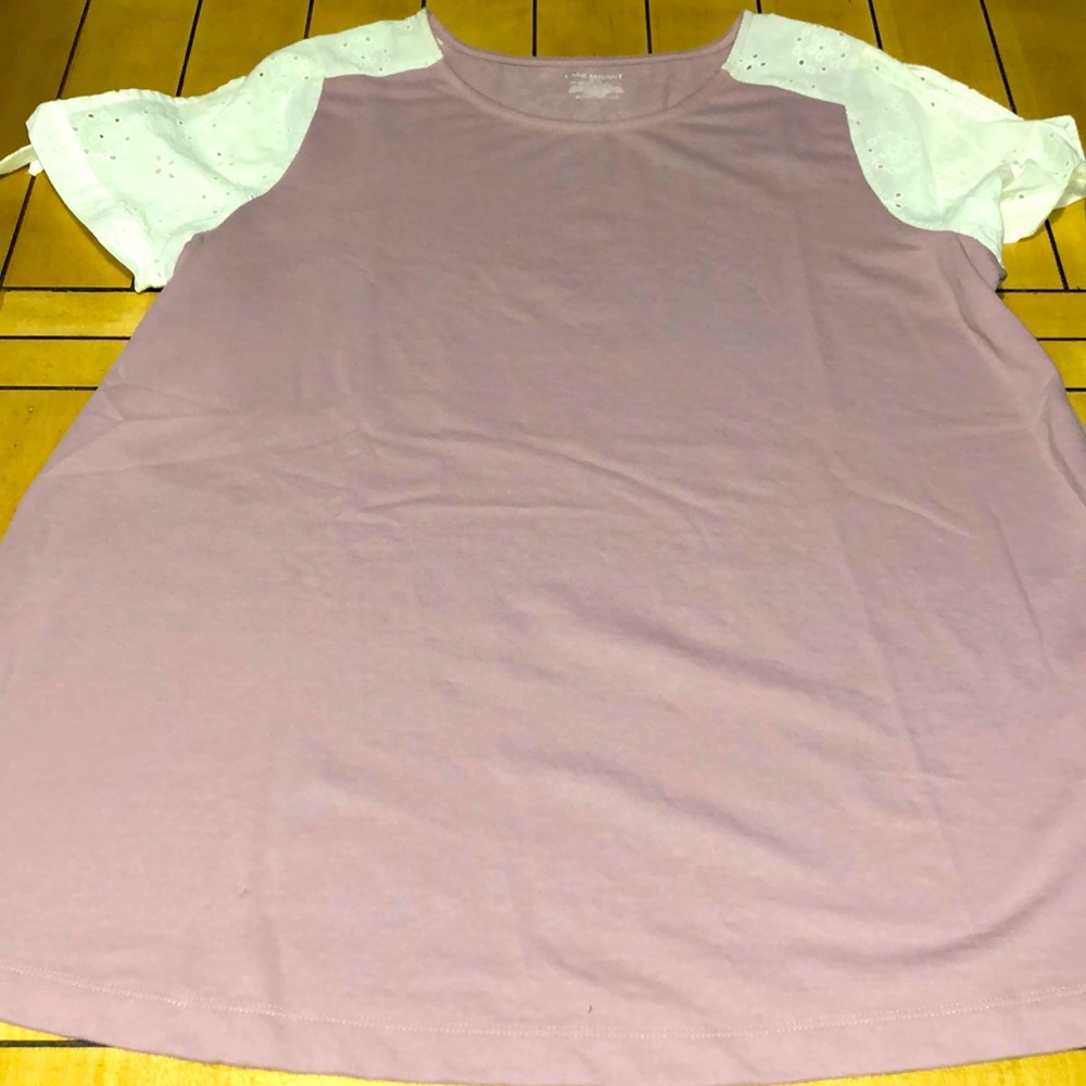 NWOT Lane Bryant Purple Top with Eyelet Short Sleeves. Size 18/20